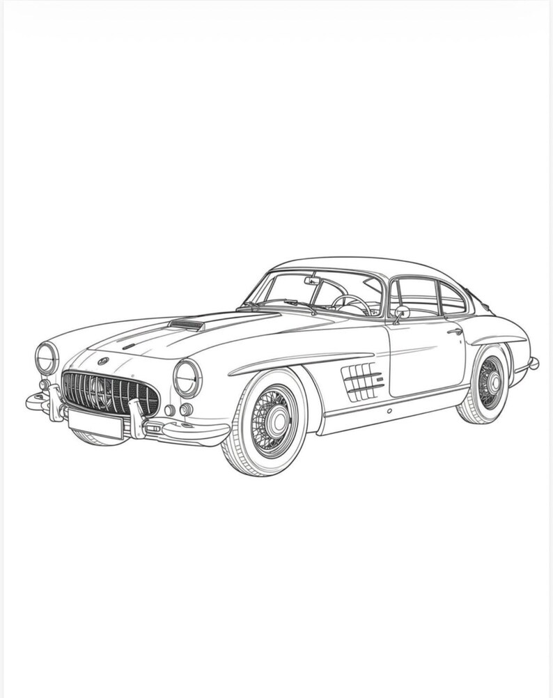 Auto-Malvorlagen | 40 Sport- und Luxuswagen-Designs | Auto-Malbuch für Kinder und Erwachsene | PDF zum Ausdrucken Bild 3