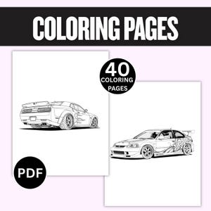 JDM Tuned Cars Coloring Pages • Drift & Racing Line Art (Digital Download)