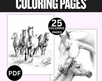 25 Realistic Horse Coloring Pages – Adults & Kids (PDF)