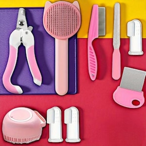 8-in-1 Pet Grooming Kit: Deshedding Brush, Flea Comb, Nail Clippers