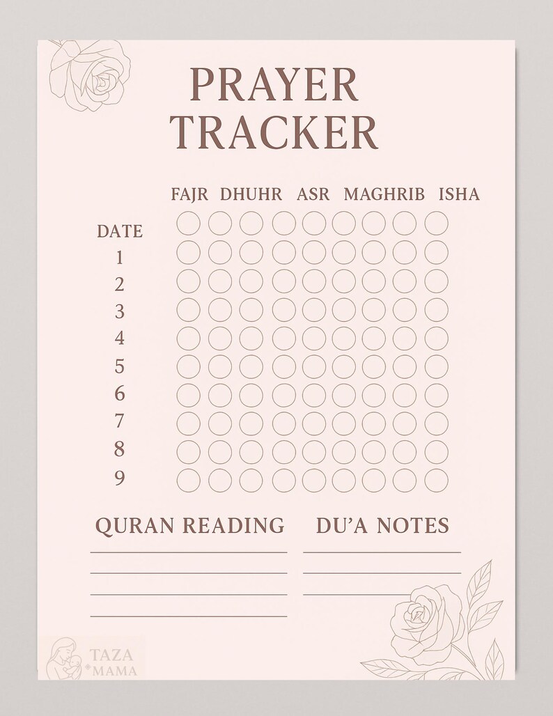 Salah Prayer Tracker | Islamic Daily Prayer Log | Muslim Planner ...
