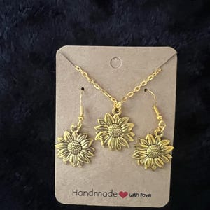 Sunflower Jewelry Set | Gold Necklace & Earrings | Handmade Floral Gift | Fall Jewelry | Sunflower Earrings | Nature Lover Gift