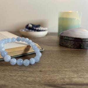 Aquamarine Bracelet • Tranquility & Courage Gemstone Jewelry • Coastal Vibes Beaded Bracelet for Her