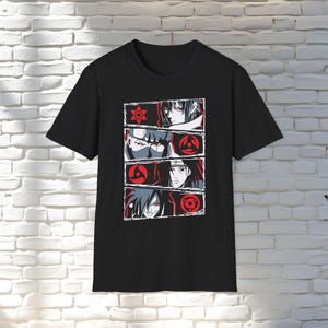 Naruto Sharingan T-Shirt, Uchiha Clan Tee, Itachi Sasuke Anime Gift for Fans, Black Unisex Top