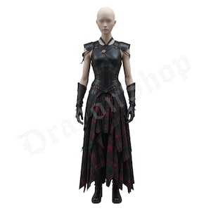 Women’s Gladiator Costume | Real Leather Armor Corset with Tartan Skirt | Renaissance Fair Outfit | Viking Warrior Cosplay Dress”