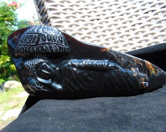 603 gr Sleep Buddha under bodhi tree 220x100x50 mm Indonesia Amber AJ82