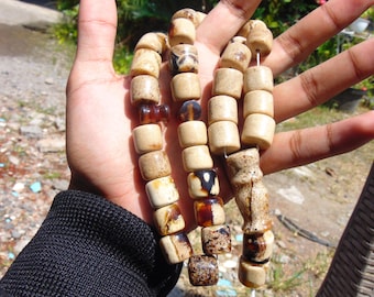 86 gr Tasbih Rosary Komboloi 33+2 Beads 14x14mm, Indonesian White Amber, Healing Meditation Tool