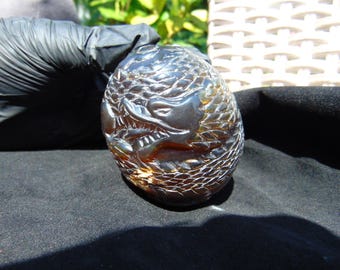 172 grams egg dragons Carving 84x62 mm Indonesian Blue Amber for healing D2D1