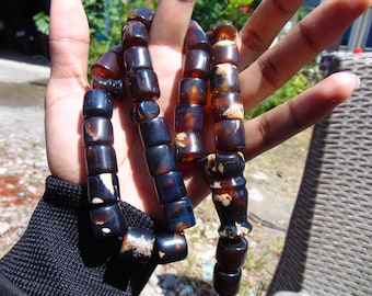 99 gr Tasbih Rosary Komboloi 33+2 Beads 15x15mm, Indonesian Dark White Blue Amber