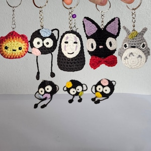 Studio Ghibli themed Bag Charm || Handmade Crochet Keychain || Sprited Away No Face Soot Sprite Jiji Totoro