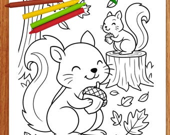 Fall Coloring Pages Bundle: Pumpkins, Animals, Leaves (PDF Download)