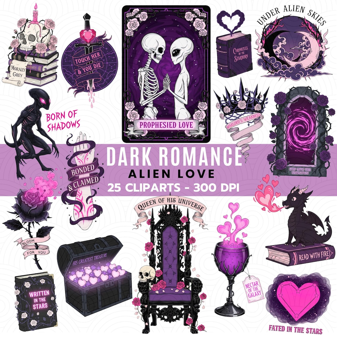 Dark Romance Alien Love Clipart Bundle | Fated Mates Sci-fi Fantasy PNG ...
