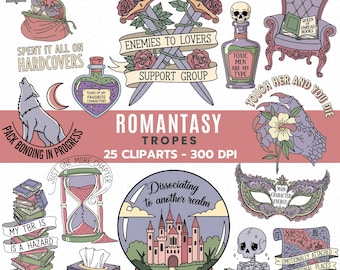 Romantasy Tropes Clipart Set | Fantasy Reader PNGs | Digitaldownload