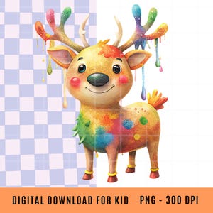 Christmas Reindeer Sublimation PNG: Holiday Kids Clipart (Digital Download)