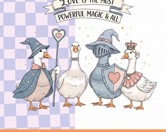 Oie Clipart romantique | Oies livresques PNG (Téléchargement numérique)