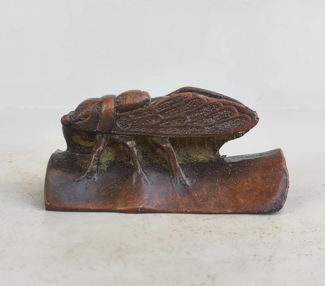 Vintage Bronze Carved Cicada Statue: Feng Shui Statue - Etsy