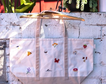 Personalized Embroidered Heavyweight Canvas Tote Bag | Your Choice of Name, Initials, and 21 Icons