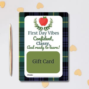Preppy Teacher Gift Card Holder - Printable Back to School Appreciation Gift, Back to school gift, teacher gift, gift from student, download