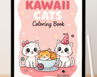 Libro para colorear de gatos kawaii: 40 lindas páginas imprimibles (descarga en PDF)