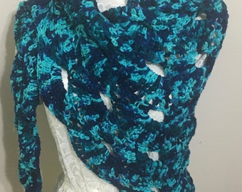 Handmade Crochet “Poolside Siesta” Shawl Wrap Scarf Beach Cover Up women’s clothing accessories
