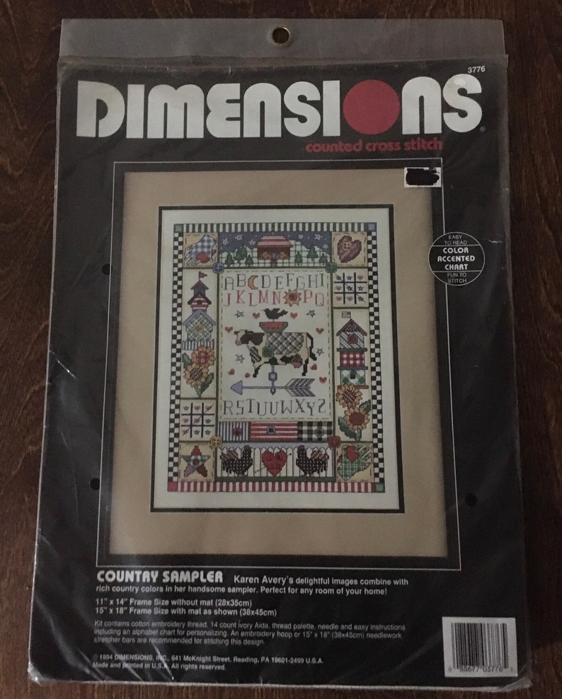 Vintage Dimensions Rare \u201cCountry Sampler counted cross stitch kit Hobbies Crafts Gifts