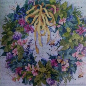 Bucilla NIP Very Rare Vintage "Herb Wreath" Gorgeous Counted Cross Stitch Kit design by Nancy Rossi Hobbies Crafts Gifts