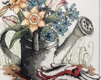 Janlynn Vintage &quot;The Watering Can&quot; counted cross stitch kit  Hobbies Crafts Gifts