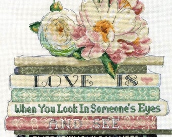 Design Works “Love is Books”counted cross stitch kit   Hobbies Crafts Gifts