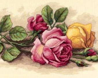 Dimensions "Rose Cuttings" Counted Cross Stitch Kit  Hobbies Crafts Gifts