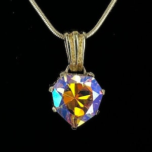 Vintage Sterling Gold Plated Sunset Aura / Orange Mystic Quartz Necklace 24”