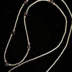 Vintage Navajo Liquid Silver Chain Amethyst Bead Necklace 16”/ Good Gift/ Gift for Her/ Gift for Him
