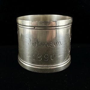 Antique Victorian 1890 Sterling Monogram Floral Wheat Engraved Napkin Ring 1.5&quot;