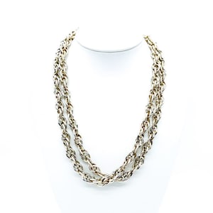 Vintage Retro Silver Tone Long Rope Price Of Whales Specialty Chain Necklace 35&quot;/ Vintage Long Silver Chain Necklace/ Big Chain Necklace