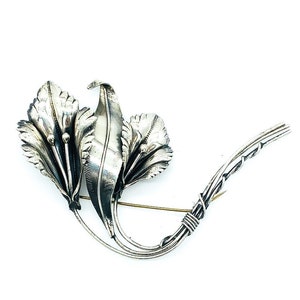 Vintage Huge Art Deco Sterling Silver Drooping Flower Floral Bouquet Pin Brooch/ Vintage Art Deco Sterling Brooch/ Huge Antique Brooch/ 925