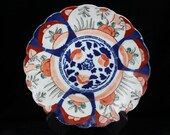 Antique 18th or 19th Century Japanese Imari Scalloped Edged Plate Blue Red Green