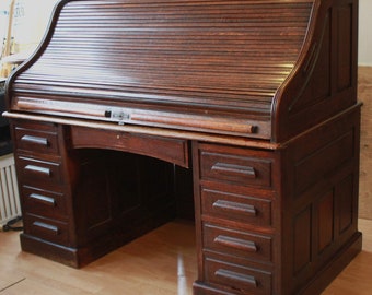 Home Garden Furniture 7 Large Carved Oak Desk Pull Roll Top