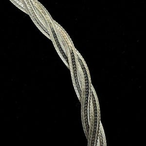 Vintage Sterling Silber 3 Strang Twisted Geflochten Flach 6 mm Kettenarmband 17,8 cm