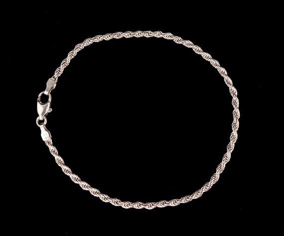 Vintage Sterling Silver Rope Unisex Disco 70s Chain Bracelet 8 