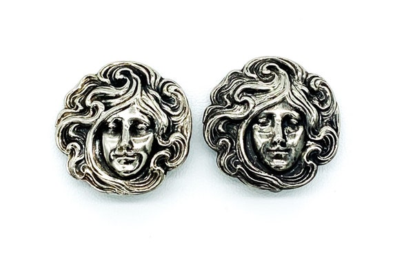 Vintage Art Nouveau Revival Sterling Silver Woman… - image 1