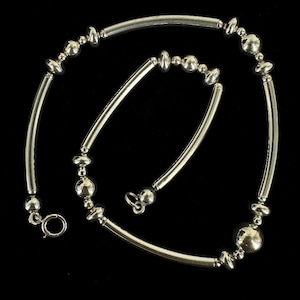 Vintage Sterling Designer CINI Tube Bar Ball Link Necklace 16”