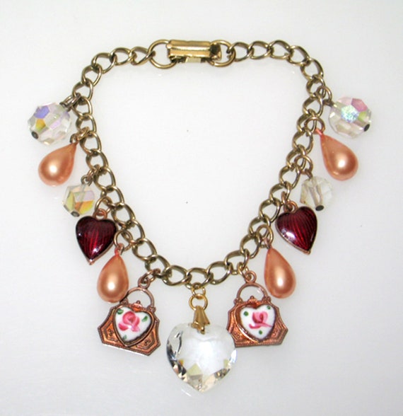 Bracciale in cristallo a forma di cuore, 2 pezzi, con