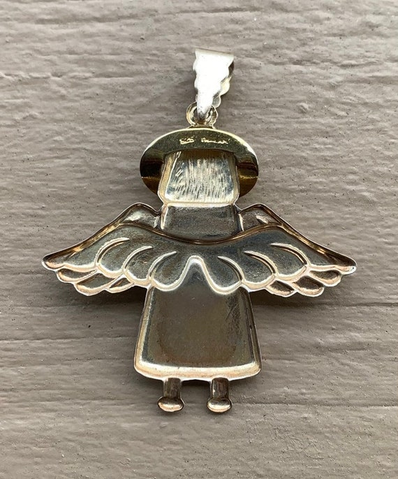 Vintage Sterling Silver Gold Wash Angel Angelic F… - image 2