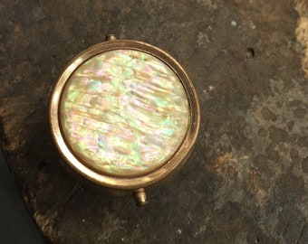 Antique 1875 GF Gold Filled Lapel Pin Button Golden Abalone Mechanical Snap/Victorian Lapel Pin/ Lapel Button/ Sweater Closure/Good Gift