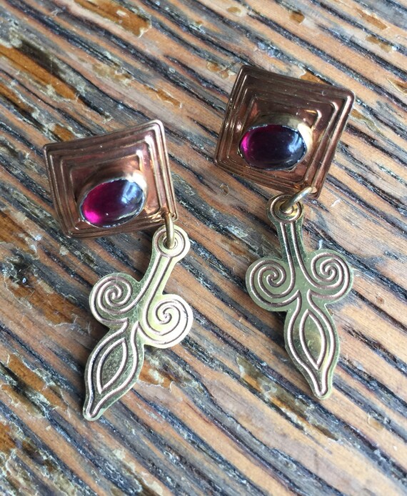 Vintage Celtic Art Nouveau Garnet Mixed Metals Co… - image 3