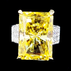 Vintage 14k Gold Fancy Cut Yellow Quartz Diamond CZ Elegant Statement Ring sz 7 / MCM Ring / Pex of Hawaii Jewelry / Gemstone Jewelry