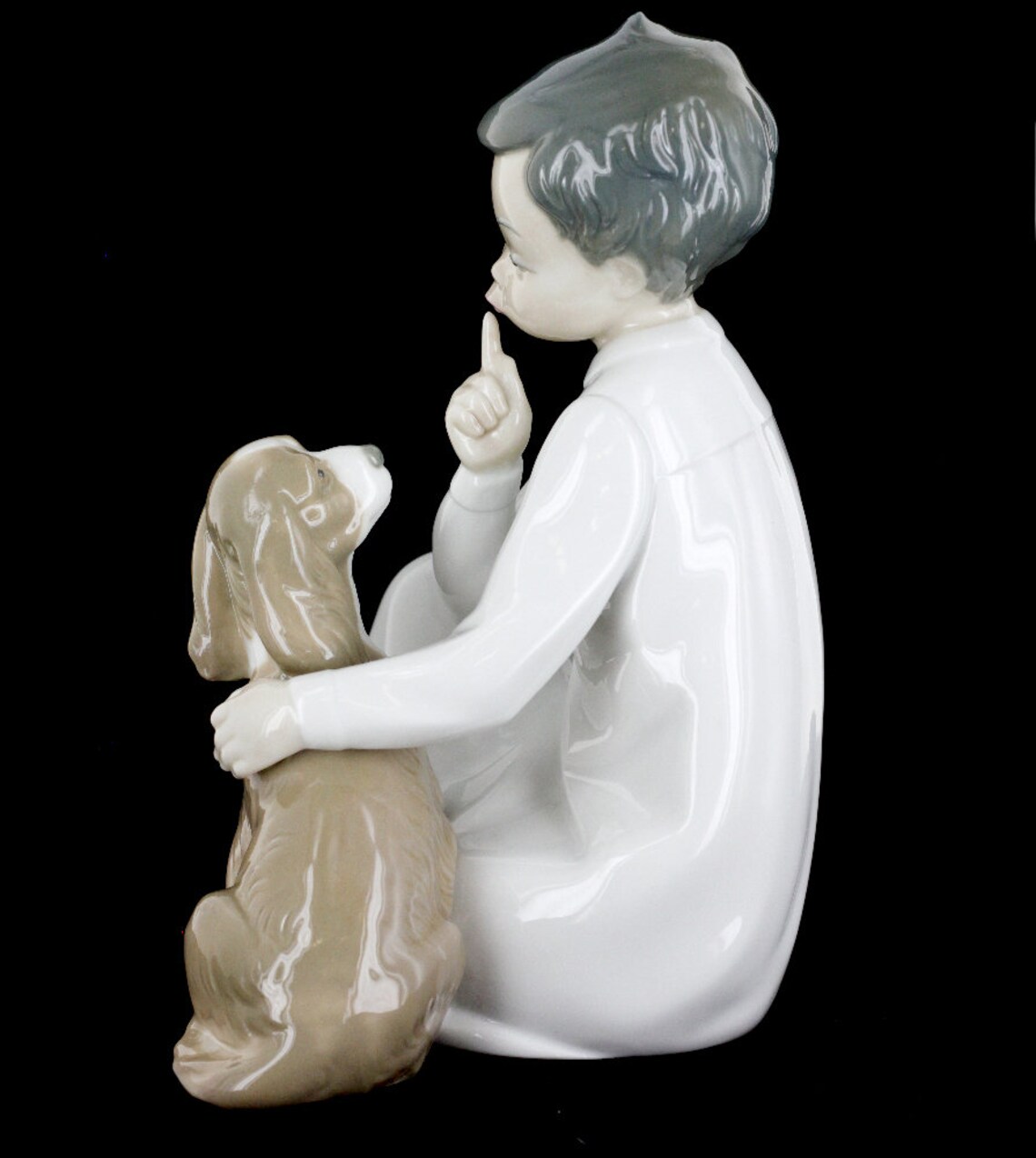 Vintage Lladro Figurine 4522 Retired Boy With Dog Glossy Etsy
