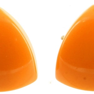 Vintage Lucite Butterscotch Orange Triangle Soft Rounded Screw Back Earrings 1&quot;