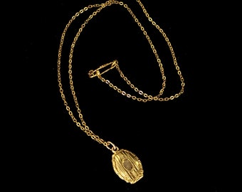Antique Deco Kiddie Kraft Gf Gold Filled Etched Monogram Pendant Necklace 13” / Gold Jewelry / Children's Jewelry / Antique Necklace