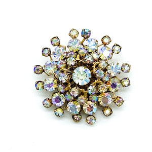 Vintage Mid Century Juliana Aurora Borealis Strass Gold Tone Pin Broche / Vintage Juliana Rhinestone Starburst broche / Juliana Broche