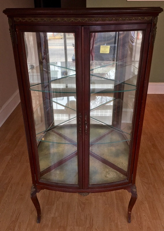Antique Louis Xv Corner Curio Crystal Cabinet 1890 S Etsy